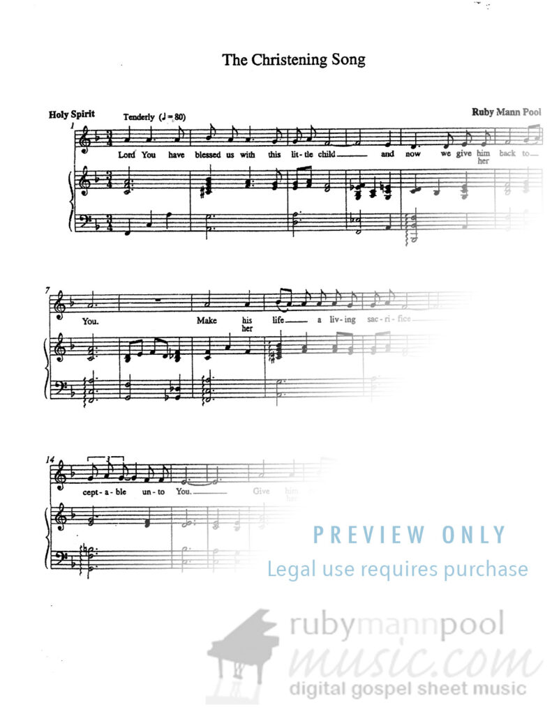 The Christening Song Ruby Mann Pool Music